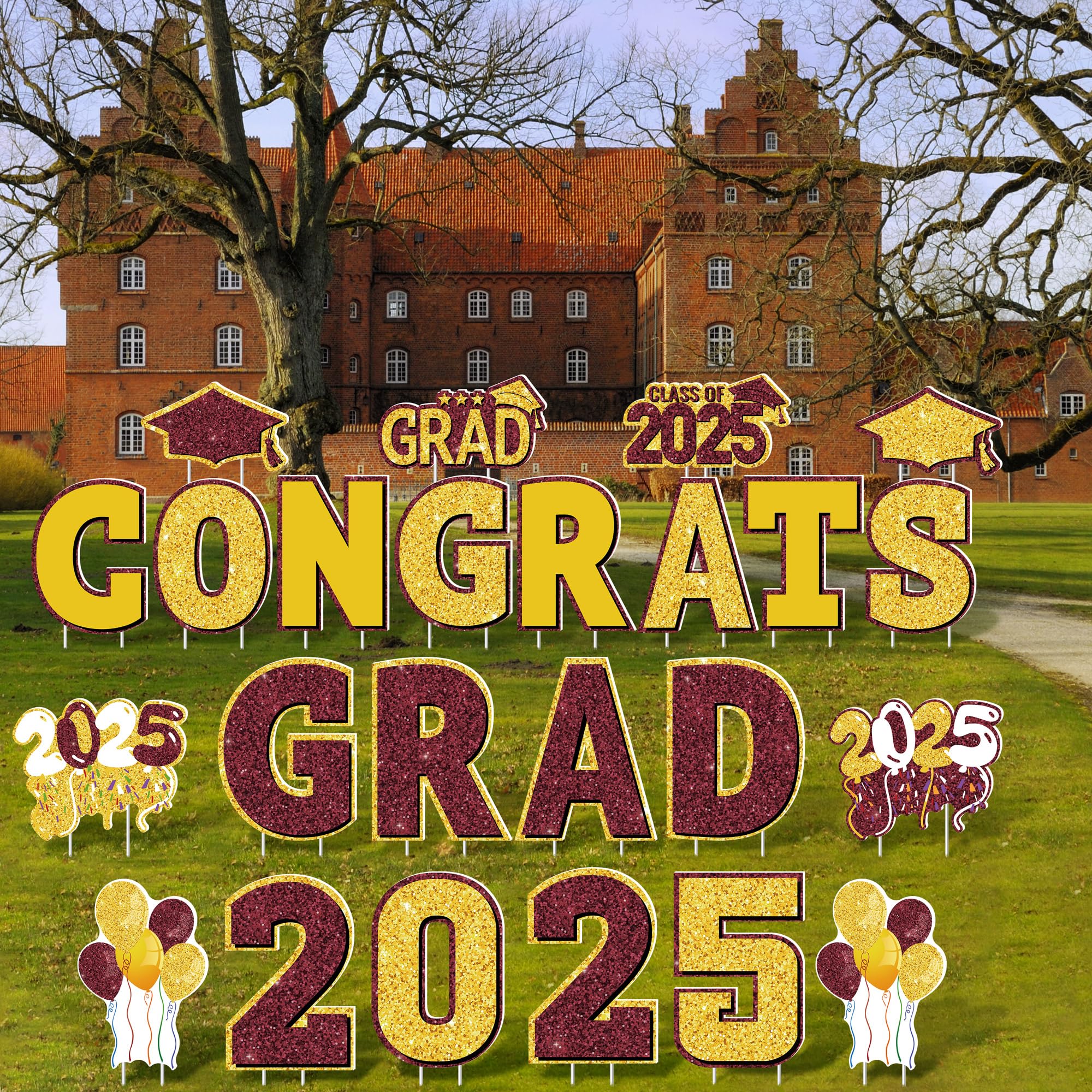 ANVAVO 2025 Congrats Grad Yard Signs Graduation Waterproof Decorations ...