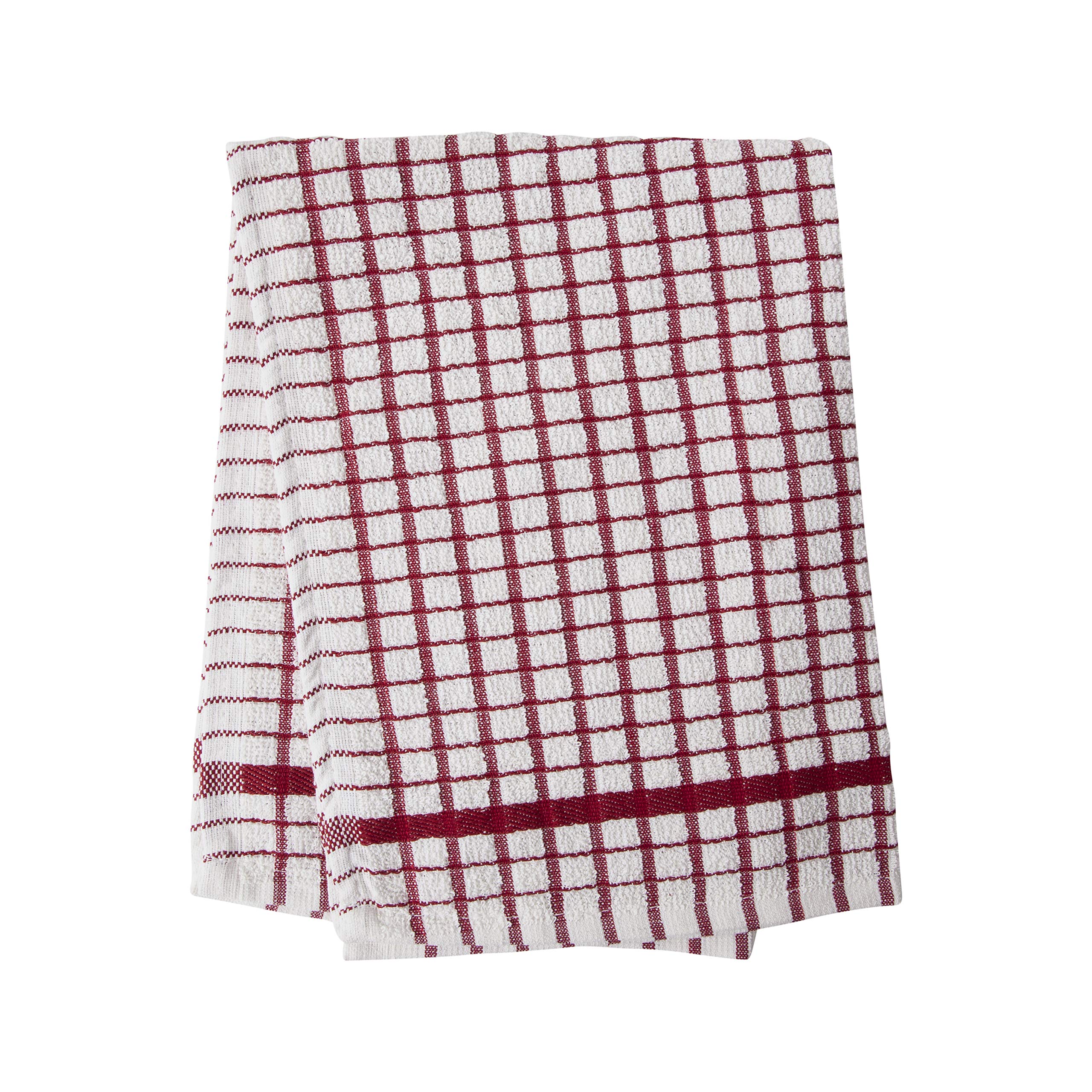 Alanna Jones Set of 2, 45 x 65 cm Large 100% Cotton Luxury Check Soft Kitchen Tea Towels Perfect for Household and Professional Restaurant Bar Catering Kitchen Dish Cloth (Red)