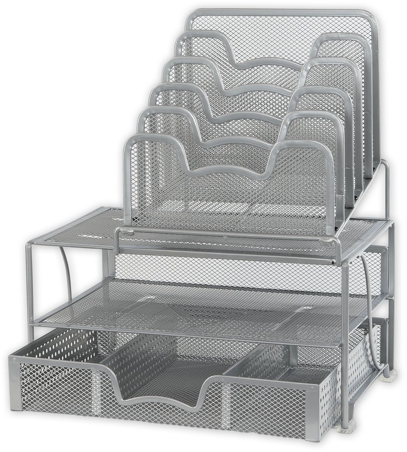 Racks & Shelves Black SimpleHouseware Mesh Desk Organizer with Sliding Drawer Double