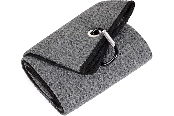Mile High Life Tri-fold Golf Towel | Premium Microfiber Fabric | Waffle Pattern | Heavy Duty Carabin