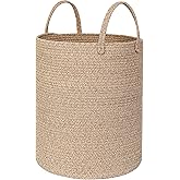 MEGASKET Large Woven Laundry Basket, 15"x18" Tall Blanket Storage for Living Room, Cute Nursery Kids Baby Laundry Hamper, Wicker Hamper for Bedroom Aesthetic, Cotton Rope Dirty Clothes Decor Basket
