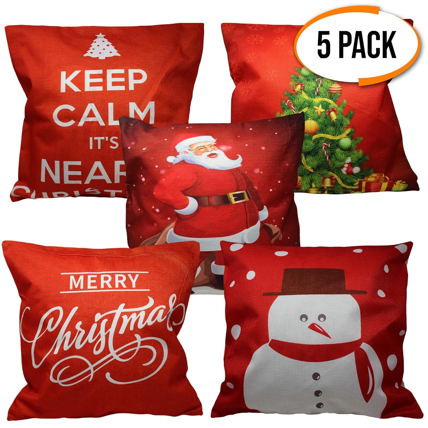 5 Decorative Pillow Covers 5 Assorted Unique Designs Christmas