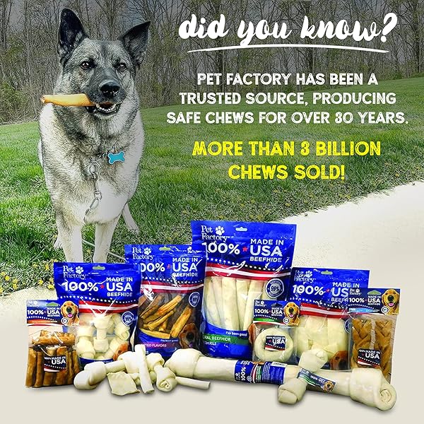 PET FACTORY 100% MADE IN USA BEEFHIDE CHIPS DOG CHEW TREATS – BEEF & CHICKEN FLAVOR, 8 OZ