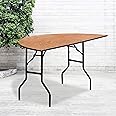 EMMA + OLIVER 5-Foot Half-Round Wood Folding Banquet Table - Event & Catering Table