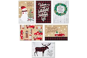 Hallmark Boxed Christmas Cards Assortment, Rustic Holidays (6 Designs, 24 Cards with Envelopes)