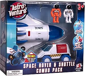 Astro Venture Space Playset - Toy Space Shuttle & Space Rover with Lights and Sound & 2 Astronaut Figurine Toys for Boys and Girls