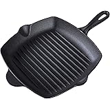 VVXX Square Nonstick Grill Pans for Stove Tops and Oven,Deep Cooking Pan,Cast Iron Skillets,Square Griddle Pan,10.5 Inch Stea
