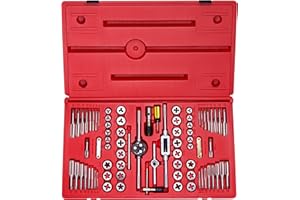 NEIKO 00908A SAE and Metric Tap and Die Set, Alloy Steel Taps and Dies with Hexagon T-Type Wrench, Quality Threading Tools, 76-Piece Set