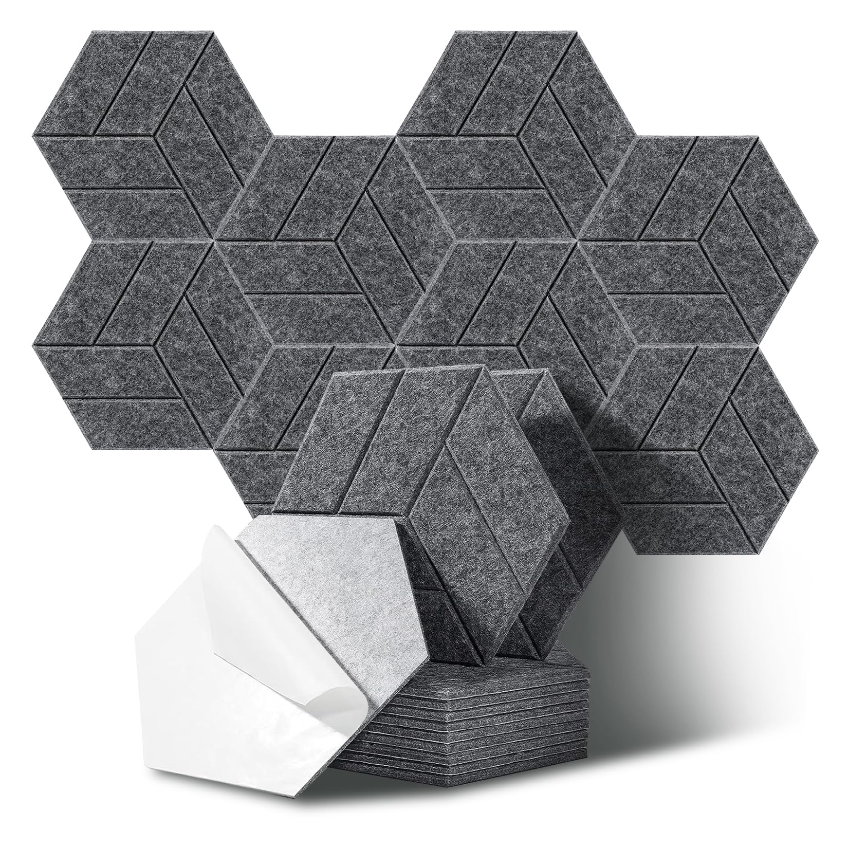 JurciCat 12 pieces Sound Proofing Panels Wall Panels Acoustic Panels Acoustic Wall Panelswall Sound Proofing For Sound Studio Office Studio Gaming Room (30cm/11.8inx26cm/10.2inx0.9cm/0.35in)