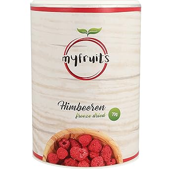 myfruits gefriergetrocknete Himbeeren 70g - ganze Früchte, ohne Zusätze, Abgefüllt in Deutschland