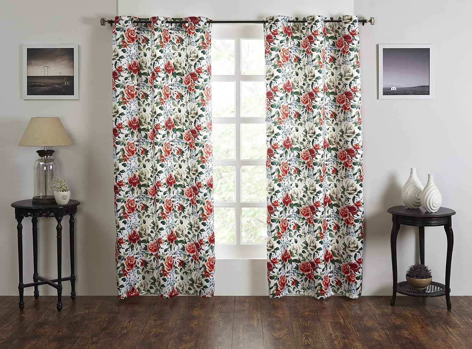 Buy Homewards Digitally Printed Whiteout Satin Door Curtains With