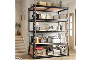 REIBII 2020LBS Storage Shelves 5 Tier Garage Shelving Heavy Duty, Adjustable Metal Shelving Unit, Garage Shelves for Basement, Warehouse, Pantry, Closet, Kitchen 72" H x 35.55" W x 16" D, Black