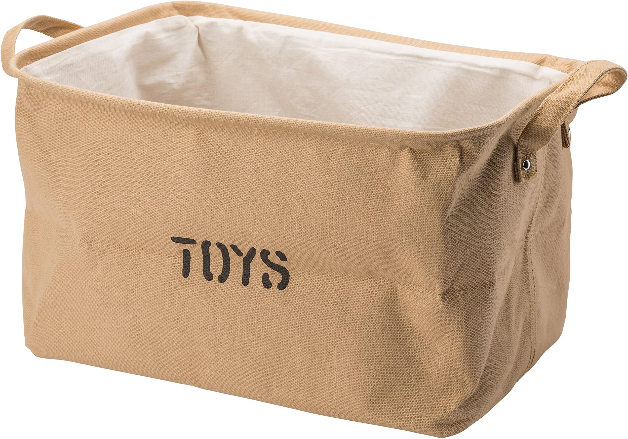 Canvas Storage Basket and Organizer with Handles, Collapsible, Best Choice for Toy Storage, Kids Books, Baby Clothing, Gift Baskets (Medium, Toys)