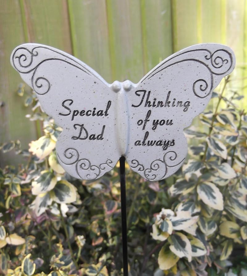 Eaaglo Memorial Butterfly for Dad on Stick - Grave Side Decor