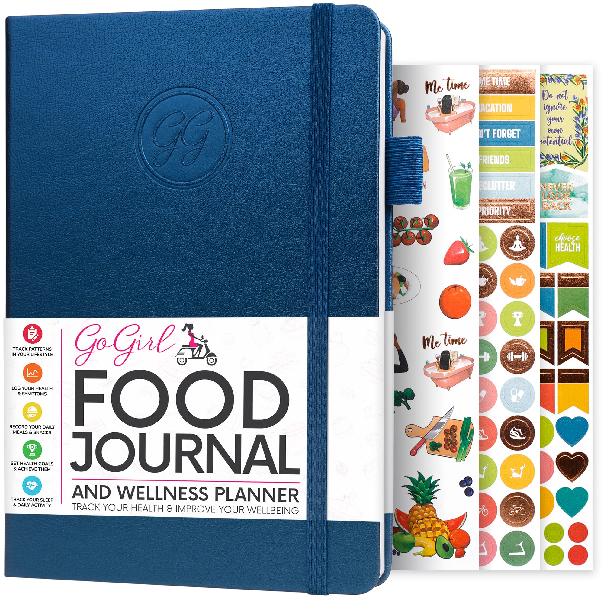 Photo 1 of GoGirl Food Journal & Wellness Planner –– Diet & Fitness Diary – Nutrition Journal with Meal, Exercise & Weigh Loss Tracker, A5 (Mystic Blue)