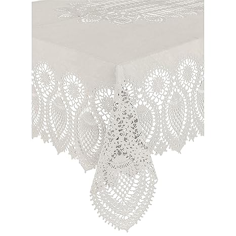 Kersten RES-1441 Outdoor-Tischdecke abwischbar wetterfest 'Vinyl Lace' 137x180cm · Zement-grau
