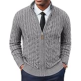 PJ PAUL JONES Mens Cardigan Sweater Full Zip Up Stand Collar Cardigans Long Sleeve Knitted Sweaters