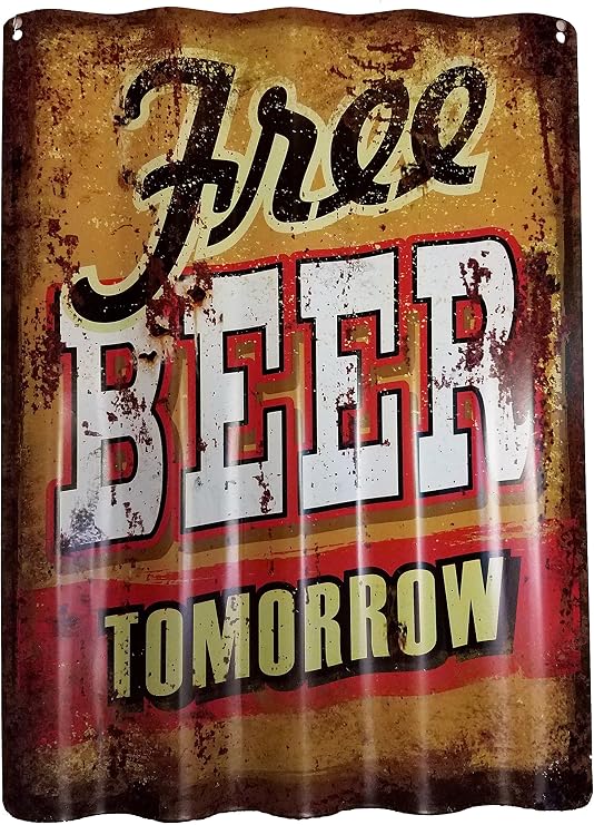 Farmhouse Free Beer Tomorrow Humor Home Decor Rustic Wood Beer Sign Novelty Home Decor Plaques Signs