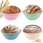 4Pcs Silicone Banneton Bread Proofing Baskets, 9" Round Foldable Non-Stick Dough Proofing Bowl Containers-BPA Free, Optimum Sourdough Bread Baking Supplies