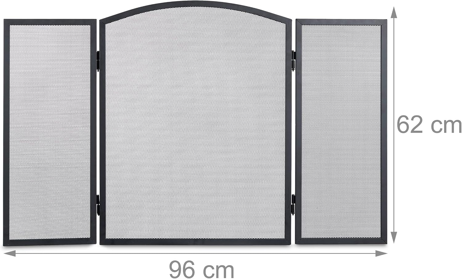Relaxdays Steel Spark Guard, 3-Panel Fire Screen, Fireplace Fender H x W 62 x 96 cm, Black, 1 x 96 x 62 cm - Image 5