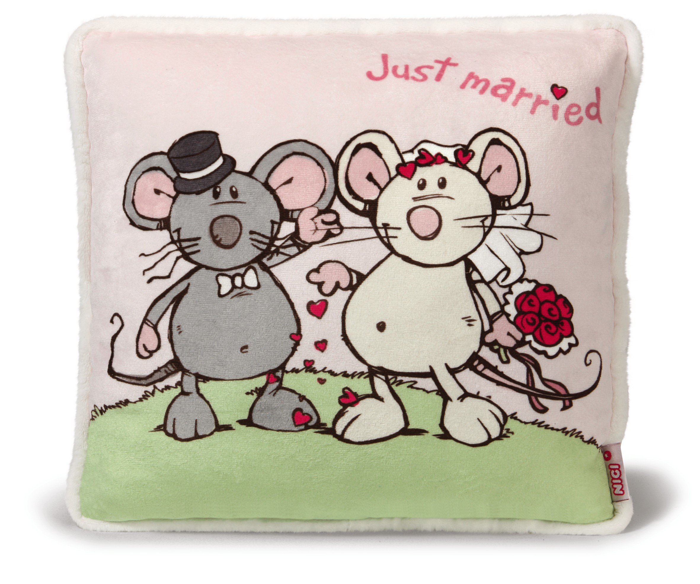 Nici 36759 - Printed Square Cushions: Mouse Couple Print, 35 x 35 cm
