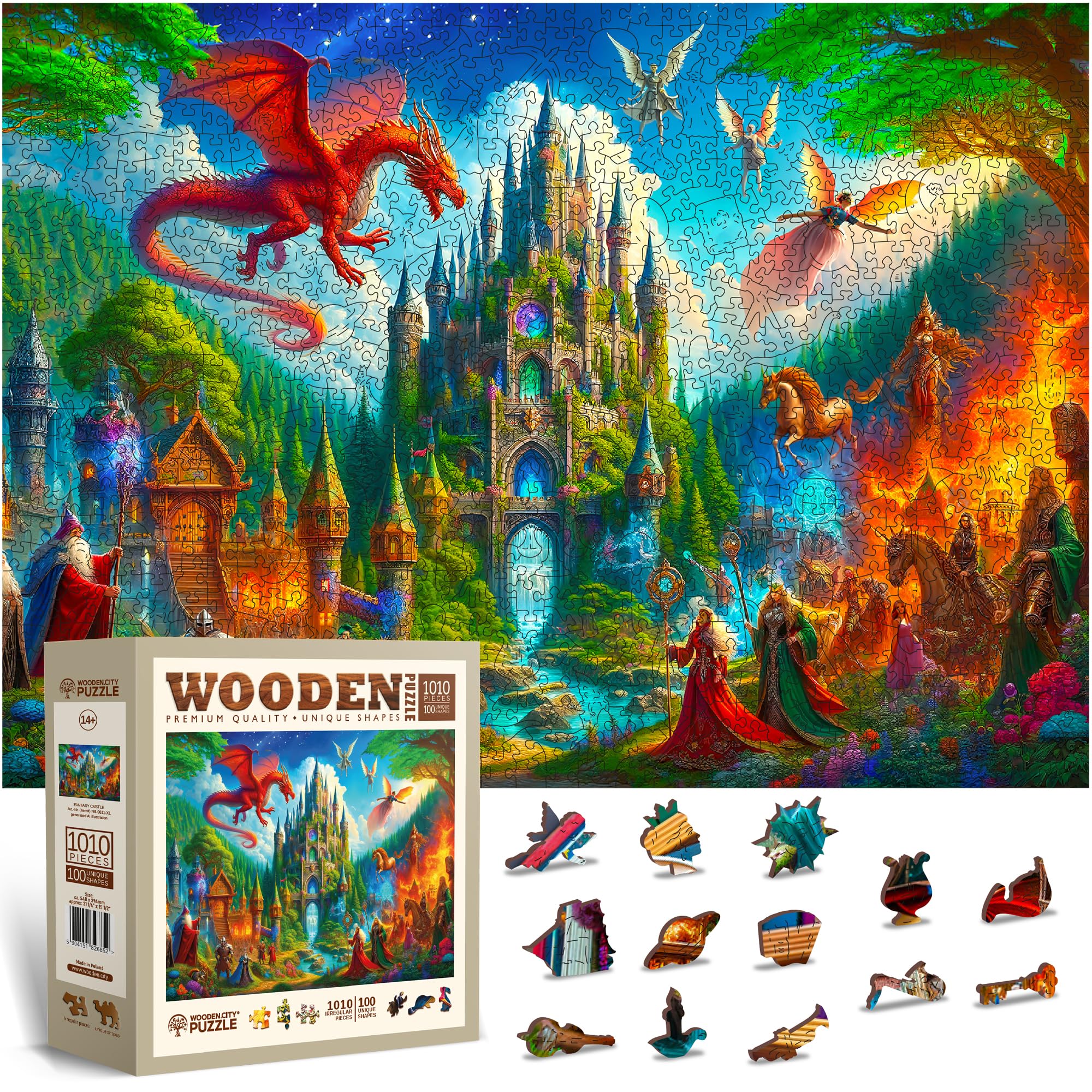 WOODEN.CITY Enchanted Tales: Wooden Jigsaw Puzzles for Adults, 1000 Pieces Set with 100 Whimsies, Unique Puzzles for Adults - Premium Quality Wooden Jigsaws