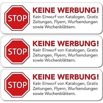Briefkasten Aufkleber 50 Stop Bitte Keine Werbung Und Kostenlosen Zeitungen