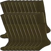 Skyebed 10 Pairs Military Boot Socks Men Army Socks Green Crew Sock for Soldiers Policemen Hiking Sports