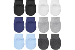 Aster 6 Pairs Newborn Baby Mittens Infant Toddler Gloves Soft Cotton No Scratch Mittens for 0-6 Months Baby Boys Girls