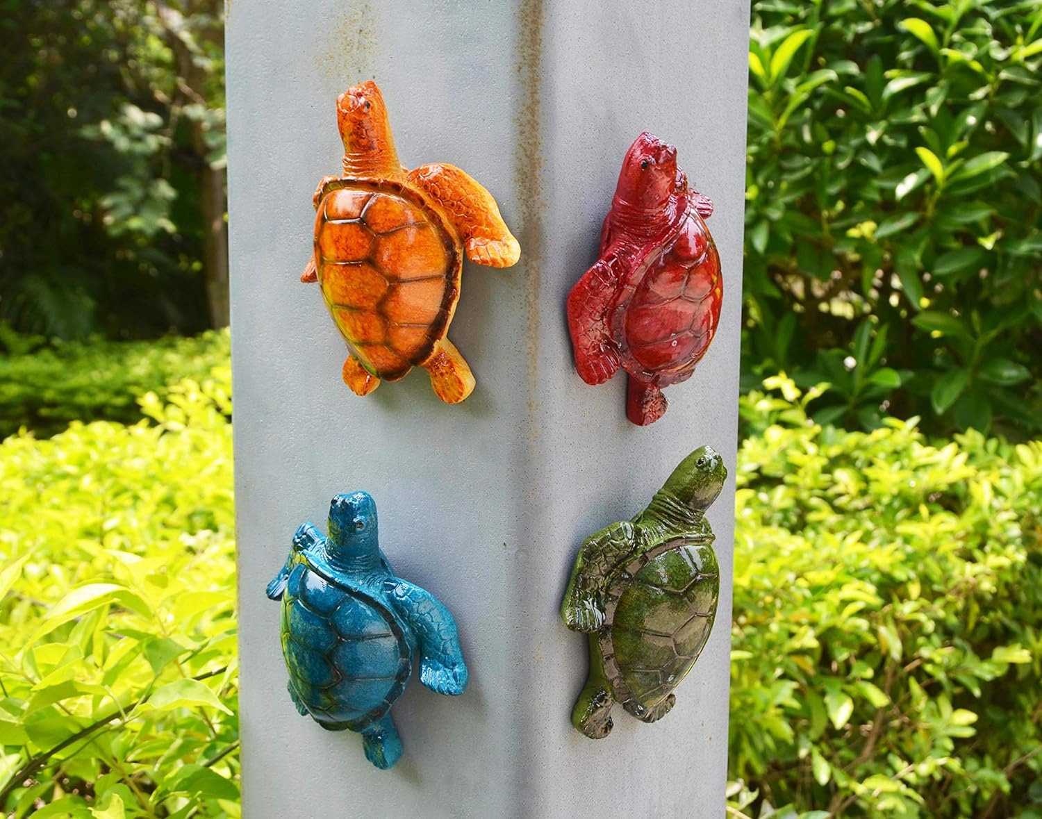 GIFTME 5 Cute Sea Turtles Wall Decor Set of 4 Indoor Outdoor Resin Wall Decor Prefect Addition to Pool,Deck,Backyard,Walkways or Entrances Garden Wall Sculptures: Everything Else