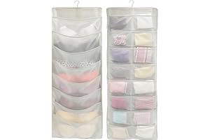 Simple Houseware 24-Pocket Double-Sided Hanging Closet Underwear Organizer, Grey