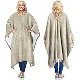 Catalonia Sherpa Wearable Blanket Poncho for Adult Women Men, Wrap Blanket Cape with Pocket, Warm, Soft, Cozy, Snuggly, Comfort Gift, No Sleeves, Camel