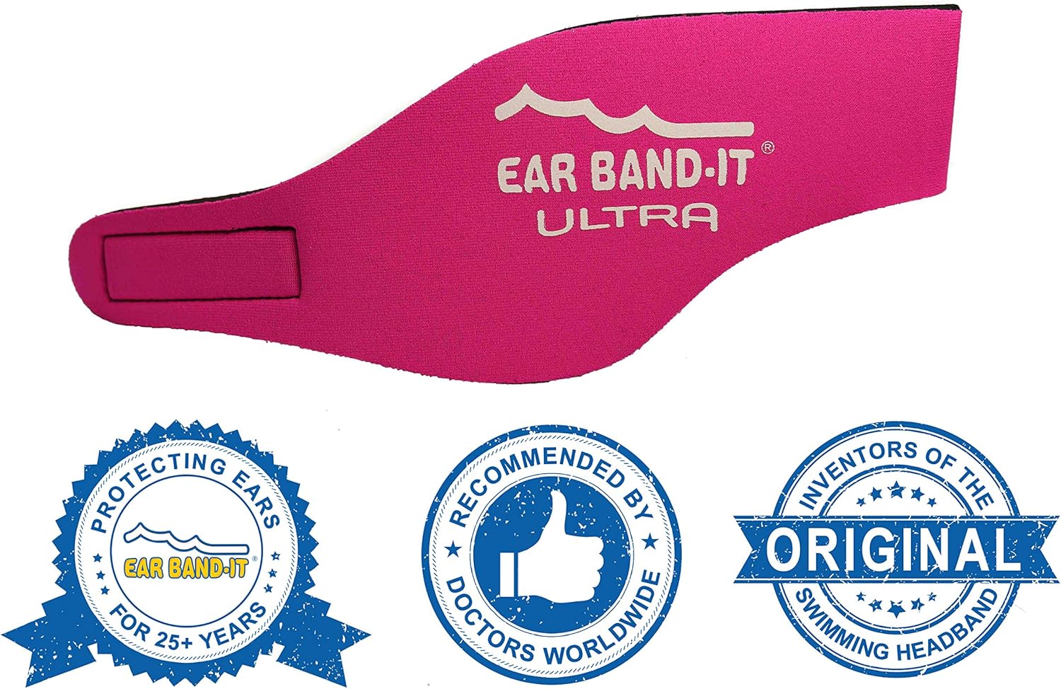 Ear Band-It Swimming Headband (Keep Water Out, Hold Earplugs in) Doctor Recommended Medium (ages 3-8) Black