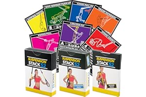 Stack 52 Suspension Exercise Cards. Compatible with All Suspension Trainers. Suspended Bodyweight Resistance Workout Game. Video Instructions Included. Fun Home Fitness Program.