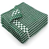 Fecido Classic Dark Kitchen Dish Towels with Hanging Loop - Heavy Duty Absorbent Dish Clothes - European Made 100% Cotton Tea Towels - Set of 4, Dark Green
