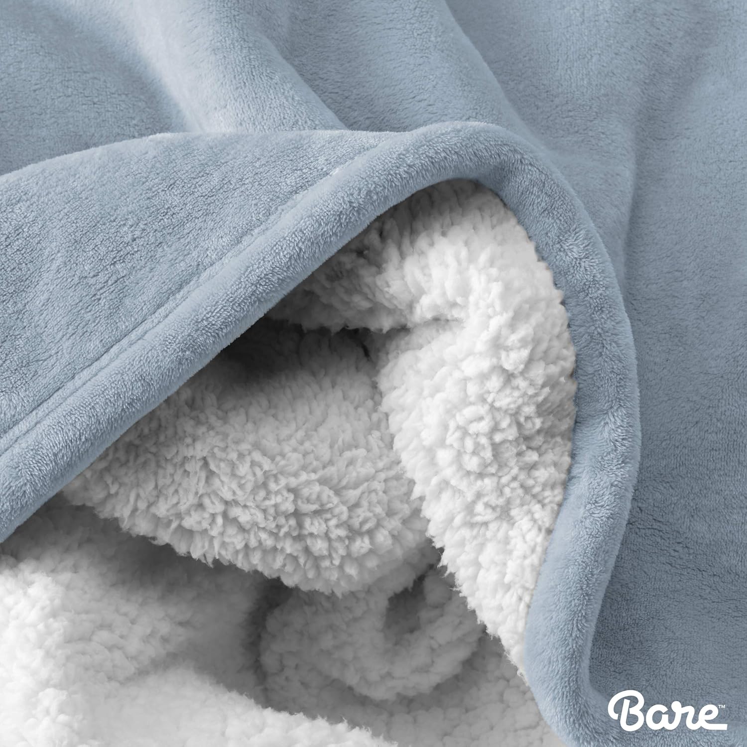 Bare Home Sherpa Fleece Blanket - Twin/Twin Extra Long - Fluffy & Soft Plush Bed Blanket - Hypoallergenic - Reversible - Lightweight (Twin/Twin XL, Dusty Blue): Home & Kitchen