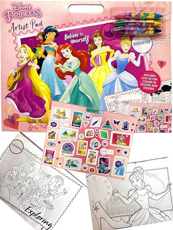 Disney Princess artist sketch pad 40 pages paper colouring book pad 39 Amazing stickers ...