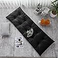 HOMBYS Floor Lounger Pillow Foldable and Tufted Design Long Floor Cushion for Yoga, Reading, Sleeping, Meditation, Elastic Band for Roll Up and Easy Storage, Machine Washable, Black, 74"x27"