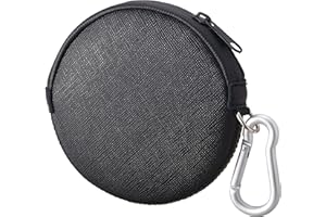 OneJoy Mini Round Coin Purse with Clip on, Lightweight Waterproof Zipper Pouch for Earbuds, Keys, Coins, Compact Travel Storage Case for Women & Men [ Black ]