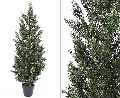 Künstliche Zypresse wetterfest für den Außenbereich 150cm, mit 125 uv-sichere Nadelbündel - Kunstpflanze Kunstbaum künstliche