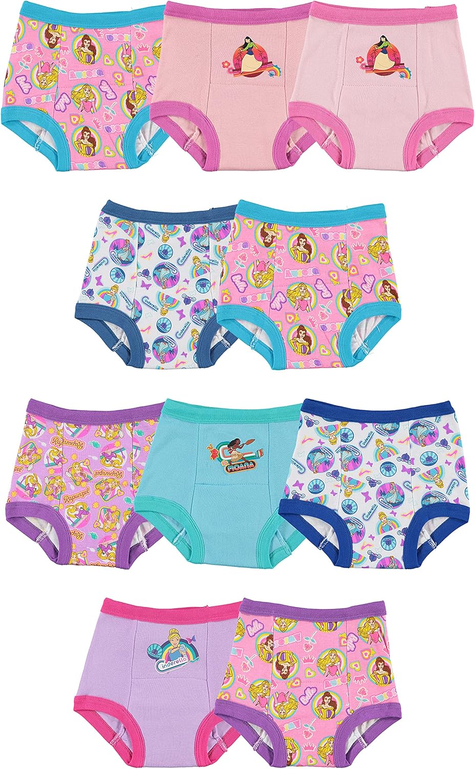 Disney Baby Toddler Girls Potty Training Pant Multipacks Underwear, Princess Tg 10pk, 4 Years