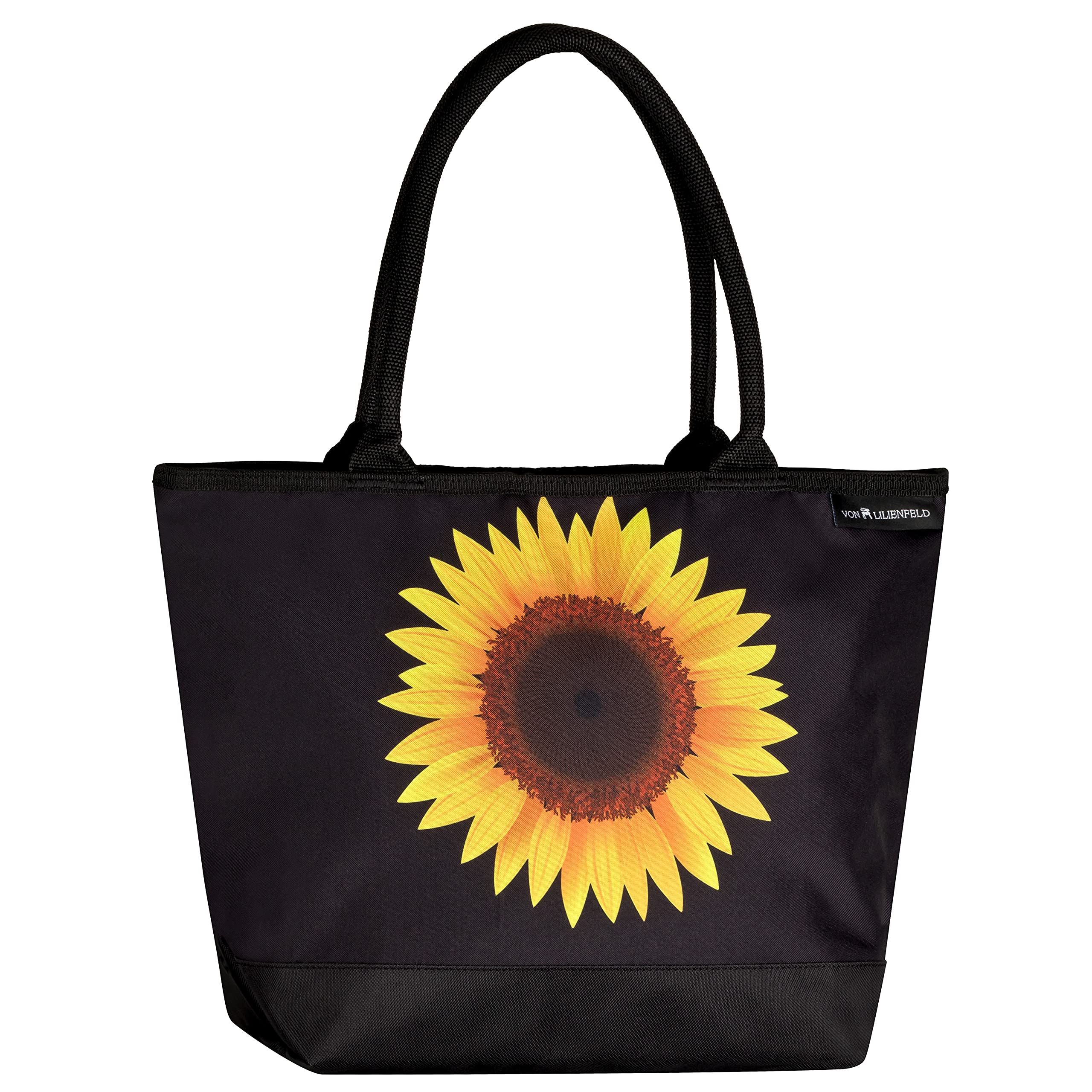 VON LILIENFELD Handbag Flower Sunflower Design Shopper Dimensions L 42 x H 30 x D 15 cm Beach Bag Handbag Office, multicoloured, Contemporary