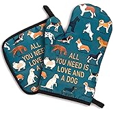 zcyhtqp, All You Need is Love and A Dog, Funny Silicone Non-Slip Oven Mitts and Pot Holders Sets of 2, Dog Oven Mitts, Bake Lover Gift, Dog Lover Gift, Kitchen Gift for Dog Owner, Dog Mom