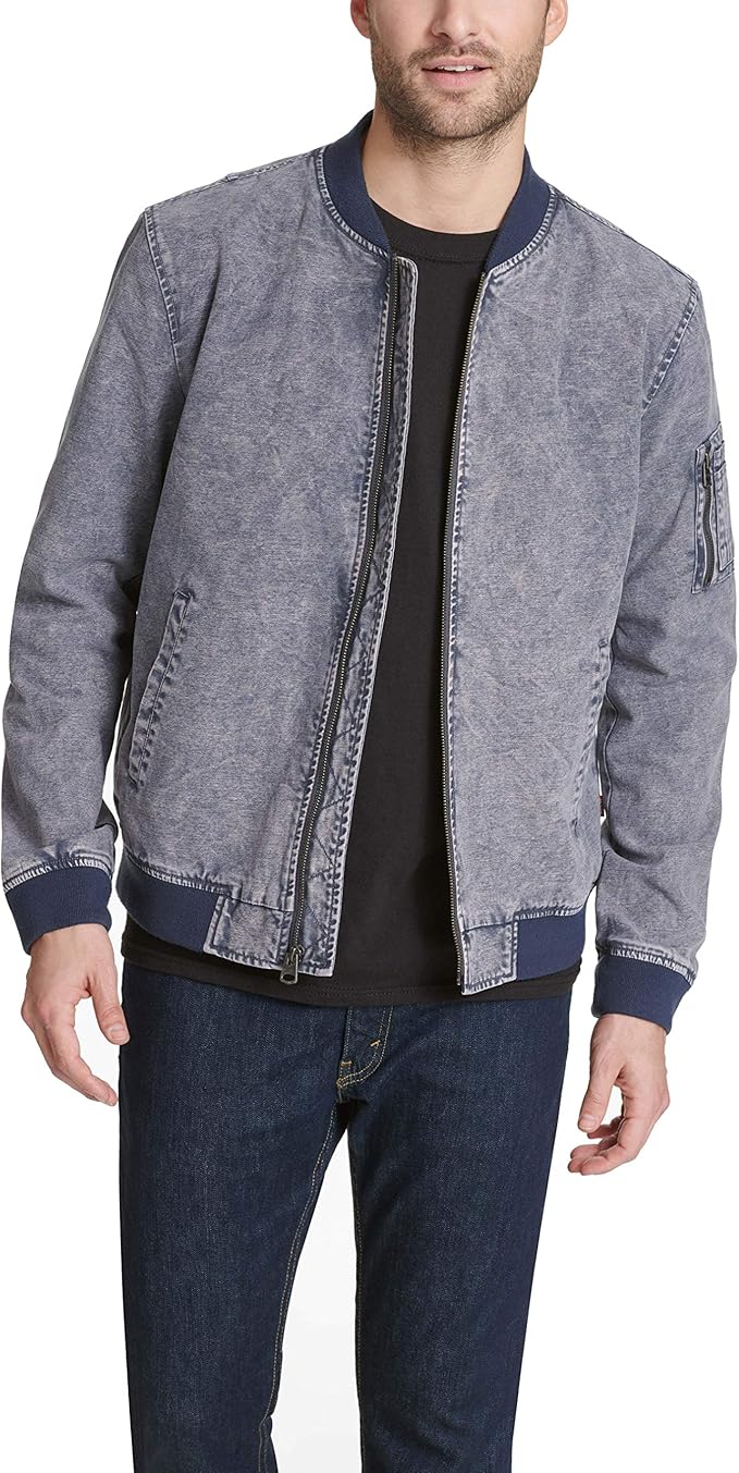 Levi's Men's Acid Washed Cotton Bomber Jacket Lightweight Amazon.co.uk