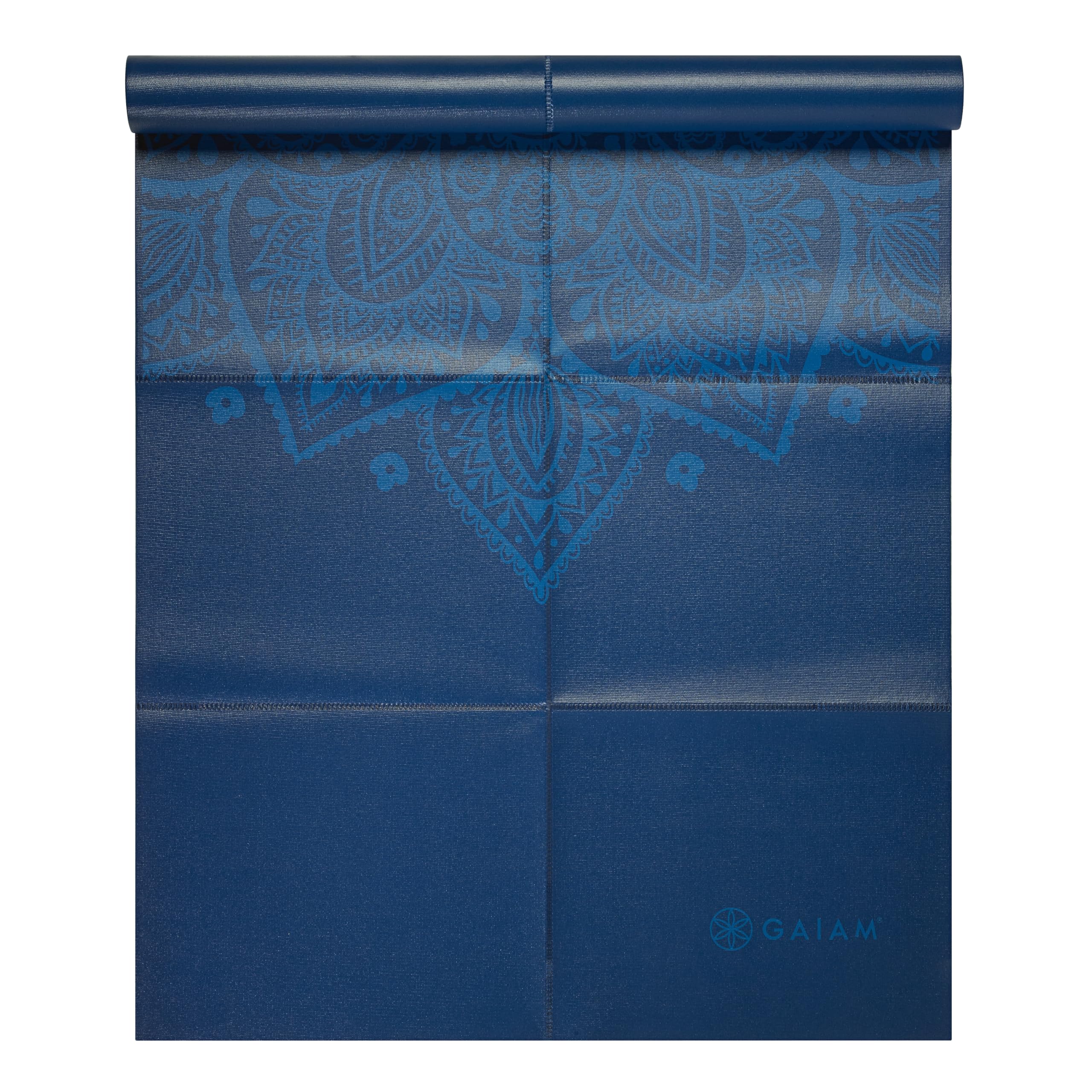 Gaiam Yoga Mat Folding Travel Fitness & Exercise Mat | Foldable Yoga Mat for All Types of Yoga, Pilates & Floor Workouts, Blue Sundial, 2mm