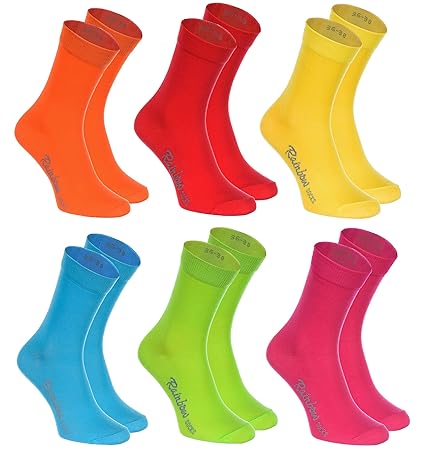 Rainbow Socks 6, 9 oder 12 Paar Socken, Baumwolle in 12 modischen Farben in Europa hergestellt höchste Qualität der Baumwolle