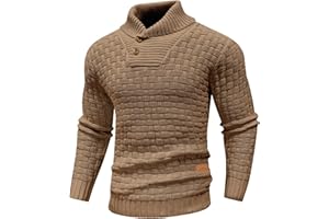 Arcciit Mens Crewneck Long Sleeve Textured Ribbed Edge Pullover Sweaters Knitted Sweater Tops