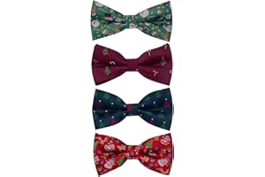GUSLESON Child 4PCS Christmas Bow tie Festival Theme Pattern Pre-Tied Bowties for Kids