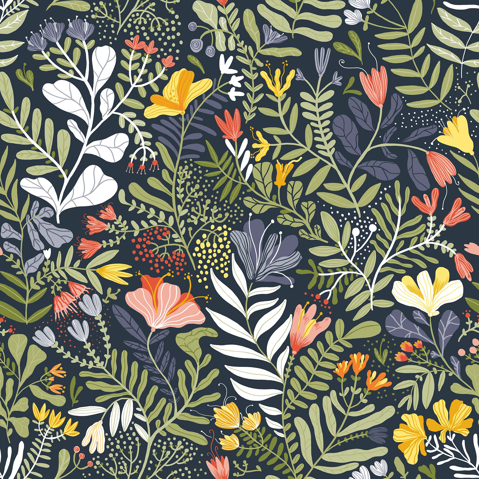 Galerie S55010 Sommarang Wild Flowers Wallpaper, Blue, 10.05m x 53cm