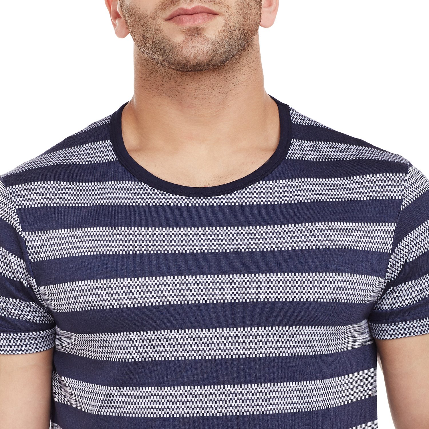 vimal black striped round neck tshirt for men